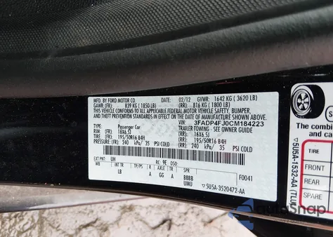 2012 Ford Fiesta Ses z USA, uszkodzony, nr VIN 3FADP4FJ0CM184223